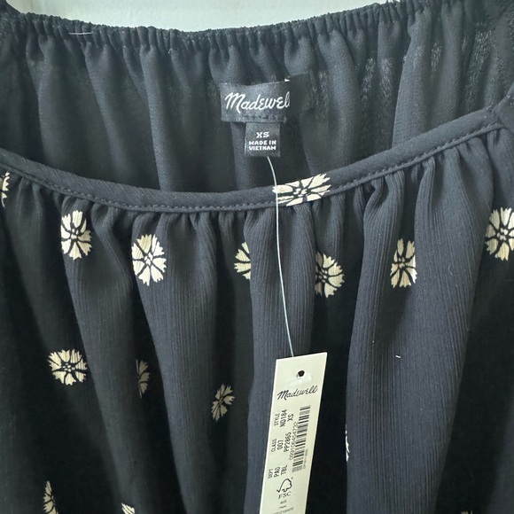 NWT Madewell Georgette Square-Neck Smock-Waist Top in Bloom Dot size xs - Picture 3 of 5